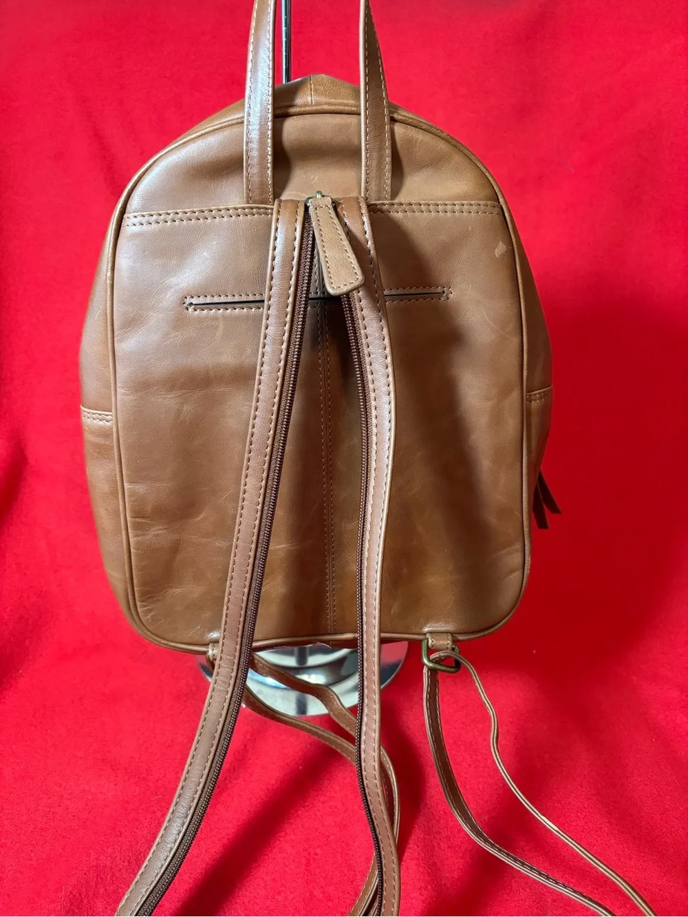 Tommy Bahama Brown Leather Convertible Backpack Crossbody Bag Braided Zips
